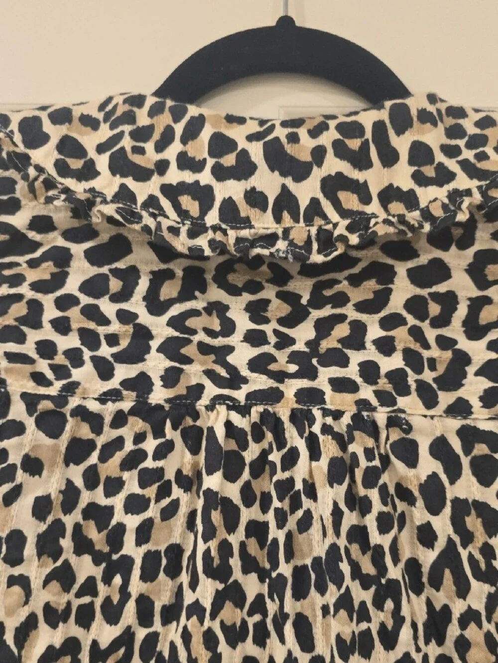 Pilcro Leopard Print Shirt in Cream and Black - Picture 7 of 8